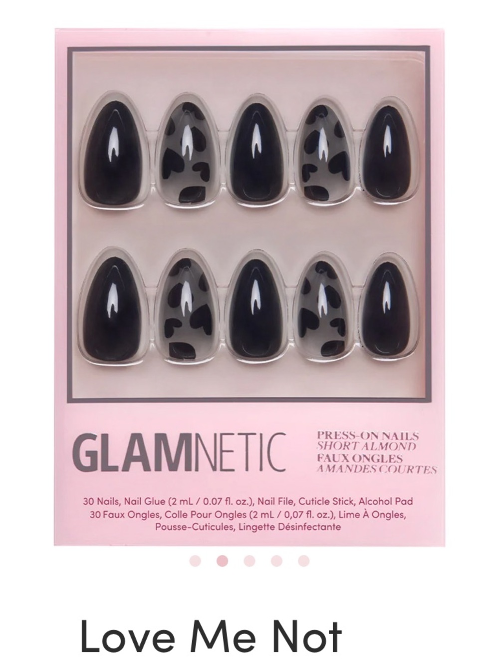 GLAMNETIC Love Me Not Black Press-On Almond Nails